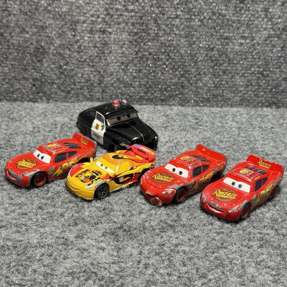 Disney Pixar Cars Movie Lightning McQueen Lot Of 5 Metal Diecast Cars - Rare